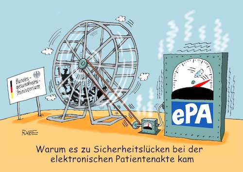 Cartoon: Patientenakte (medium) by RABE tagged merz,groko,spd,union,posten,postenvergabe,rabe,ralf,böhme,cartoon,karikatur,pressezeichnung,farbcartoon,tagescartoon,schaufenster,deko,umbau,laden,ladenhüter,regierungsbildung,lauterbach,gesundheitsminister,patientenakte,epa,laufrad,dynamo,sicherheit,sicherheitslück,merz,groko,spd,union,posten,postenvergabe,rabe,ralf,böhme,cartoon,karikatur,pressezeichnung,farbcartoon,tagescartoon,schaufenster,deko,umbau,laden,ladenhüter,regierungsbildung,lauterbach,gesundheitsminister,patientenakte,epa,laufrad,dynamo,sicherheit,sicherheitslück