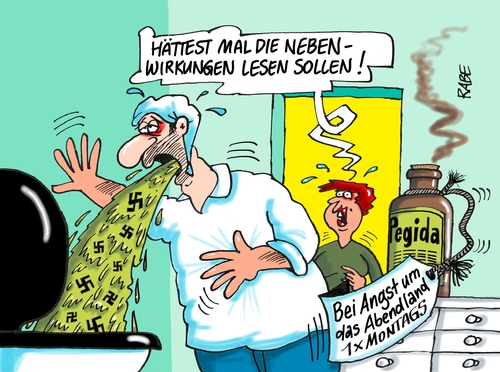 Cartoon: Pegida (medium) by RABE tagged pegida,dresden,abendland,demo,rechte,afd,islamismus,bedrohung,rabe,ralf,böhme,cartoon,karikatur,pressezeichnung,farbcartoon,tagescartoon,klo,arznei,brechen,kotzen,reihern,nebenwirkungen,nazi,recht,hakenkreuz,pegida,dresden,abendland,demo,rechte,afd,islamismus,bedrohung,rabe,ralf,böhme,cartoon,karikatur,pressezeichnung,farbcartoon,tagescartoon,klo,arznei,brechen,kotzen,reihern,nebenwirkungen,nazi,recht,hakenkreuz