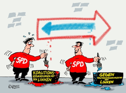 Cartoon: Pfeilschnell (medium) by RABE tagged merz,kanzler,koalition,union,spd,klingbeil,cartoon,karikatur,pressezeichnung,farbcartoon,tagescartoon,db,bahn,frühling,frühjahr,frühjahrsputz,ice,zug,blumenkasten,blumenkästen,esc,songcontest,wahldebakel,berlin,senat,koalitionsverhandlungen,linke,grüne,rot,grün,wegweiser,richtungspfeil,pfeil,pinsel,farbe,merz,kanzler,koalition,union,spd,klingbeil,cartoon,karikatur,pressezeichnung,farbcartoon,tagescartoon,db,bahn,frühling,frühjahr,frühjahrsputz,ice,zug,blumenkasten,blumenkästen,esc,songcontest,wahldebakel,berlin,senat,koalitionsverhandlungen,linke,grüne,rot,grün,wegweiser,richtungspfeil,pfeil,pinsel,farbe