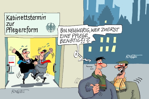 Cartoon: Pflegestufe (medium) by RABE tagged merz,kanzler,koalition,union,spd,klingbeil,cartoon,karikatur,pressezeichnung,farbcartoon,tagescartoon,db,bahn,frühling,frühjahr,frühjahrsputz,ice,zug,blumenkasten,blumenkästen,esc,songcontest,pflege,pflegerform,pflegestufe,linnemann,kabinettstermin,pflegereform,prügel,schlägerei,änderungen,merz,kanzler,koalition,union,spd,klingbeil,cartoon,karikatur,pressezeichnung,farbcartoon,tagescartoon,db,bahn,frühling,frühjahr,frühjahrsputz,ice,zug,blumenkasten,blumenkästen,esc,songcontest,pflege,pflegerform,pflegestufe,linnemann,kabinettstermin,pflegereform,prügel,schlägerei,änderungen