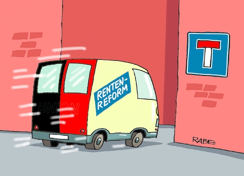 Cartoon: Sackgasse Union (medium) by RABE tagged merz,union,kanzler,fritze,koalition,spd,klingbeil,bundesregierung,rabe,ralf,böhme,cartoon,karikatur,pressezeichnung,farbcartoon,tagescartoon,trump,putin,krisen,tv,nachrichten,waschmaschine,sackgasse,holzweg,rente,rentenreform,rentenpaket,bärbel,bas,pkw,auto,ju,merz,union,kanzler,fritze,koalition,spd,klingbeil,bundesregierung,rabe,ralf,böhme,cartoon,karikatur,pressezeichnung,farbcartoon,tagescartoon,trump,putin,krisen,tv,nachrichten,waschmaschine,sackgasse,holzweg,rente,rentenreform,rentenpaket,bärbel,bas,pkw,auto,ju