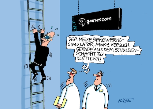 Cartoon: Schachtarbeiter (medium) by RABE tagged merz,kanzler,koalition,union,spd,klingbeil,cartoon,karikatur,pressezeichnung,farbcartoon,tagescartoon,db,bahn,frühling,frühjahr,frühjahrsputz,ice,zug,blumenkasten,blumenkästen,esc,songcontest,umfragetief,schulden,haushaltsloch,debatte,reformherbst,klausurtagung,game,gamescom,computermesse,computerspiele,simulator,bergwerk,schacht,grube,brille,it,ki,merz,kanzler,koalition,union,spd,klingbeil,cartoon,karikatur,pressezeichnung,farbcartoon,tagescartoon,db,bahn,frühling,frühjahr,frühjahrsputz,ice,zug,blumenkasten,blumenkästen,esc,songcontest,umfragetief,schulden,haushaltsloch,debatte,reformherbst,klausurtagung,game,gamescom,computermesse,computerspiele,simulator,bergwerk,schacht,grube,brille,it,ki