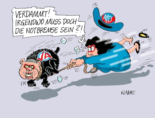 Cartoon: Schleuderkurs (medium) by RABE tagged afd,jugendorganisation,rechte,äußerungen,gauland,hetze,internet,hund,terrier,rabe,ralf,böhme,cartoon,karikatur,pressezeichnung,farbcartoon,tagescartoon,nazi,rechteaffäre,rechtsradikale,notbremse,ja,parteijugend,überwachung,verfassungsschutz,afd,jugendorganisation,rechte,äußerungen,gauland,hetze,internet,hund,terrier,rabe,ralf,böhme,cartoon,karikatur,pressezeichnung,farbcartoon,tagescartoon,nazi,rechteaffäre,rechtsradikale,notbremse,ja,parteijugend,überwachung,verfassungsschutz