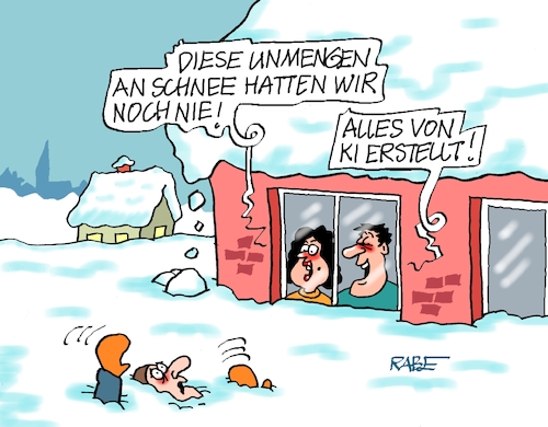 Cartoon: Schnee von KI (medium) by RABE tagged kälte,winter,frost,eis,schnee,wetter,wetterbericht,eisglätte,dauerfrost,cartoon,karikatur,rabe,ralf,böhme,tageszeichnung,farbcartoon,pressezeichnung,feuerwehr,kind,eisen,metall,zunge,klima,klimakleber,ki,chatgpt,computer,it,fake,internet,medien,schneemassen,google,kälte,winter,frost,eis,schnee,wetter,wetterbericht,eisglätte,dauerfrost,cartoon,karikatur,rabe,ralf,böhme,tageszeichnung,farbcartoon,pressezeichnung,feuerwehr,kind,eisen,metall,zunge,klima,klimakleber,ki,chatgpt,computer,it,fake,internet,medien,schneemassen,google