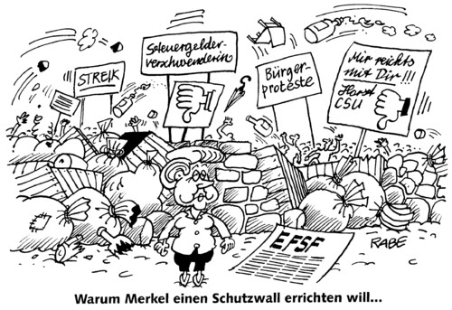 Cartoon: Schutzwall (medium) by RABE tagged merkel,cdu,kanzlerin,frankreich,sarkozy,euro,eurokrise,rettungsschirm,schutzwall,schuldenkrise,griechenland,steuergelder,horst,seehofer,csu,finanzchefschefs,merkel,cdu,kanzlerin,frankreich,sarkozy,euro,schutzwall
