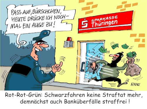 Cartoon: Schwarzfahren Kavaliersdelikt (medium) by RABE tagged landtagswahlen,wahlergebnisse,sachsen,brandenburg,groko,spd,cdu,rabe,ralf,böhme,cartoon,karikatur,pressezeichnung,farbcartoon,tagescartoon,arzt,doktor,csu,afd,verluste,rechte,populismus,wahlgeschenke,rot,grün,schwarzfahrer,straftat,ordnungswiedrigkeit,bankraub,bankräuber,polizist,entlastung,justiz,ahndung,straftäter,verkehrsmittel,beförderungsleistungen,bußgelder,justizverfahren,landtagswahlen,wahlergebnisse,sachsen,brandenburg,groko,spd,cdu,rabe,ralf,böhme,cartoon,karikatur,pressezeichnung,farbcartoon,tagescartoon,arzt,doktor,csu,afd,verluste,rechte,populismus,wahlgeschenke,rot,grün,schwarzfahrer,straftat,ordnungswiedrigkeit,bankraub,bankräuber,polizist,entlastung,justiz,ahndung,straftäter,verkehrsmittel,beförderungsleistungen,bußgelder,justizverfahren