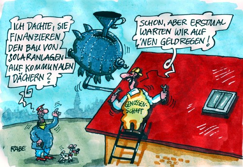 Cartoon: Solarsparschwein (medium) by RABE tagged sonne,solarenergie,solarzellen,förderung,umweltfreundlich,bau,dach,dächer,kommunen,finanzierung,euro,instalation,geld,gelregen,handwerker,handwerksfirmen,städte,gemeinden,bürger,wohnhauser,eigenheime,solarstrom,ökostrom,sonnenenergie,module,solarmodule,solarstromtechnologie,solarwfer,silizium,genossenschaft,dachstuhl,sparschwein,trichter,regen,niederschlag,geldregen,sonne,solarenergie,solarzellen,förderung,umweltfreundlich,bau,dach,dächer,kommunen