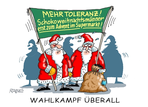 Cartoon: Süßer Wahlkampf (medium) by RABE tagged landtagswahl,thüringen,septemper,cdu,afd,mario,voigt,bernd,höcke,tv,duell,fernsehduell,rabe,ralf,böhme,cartoon,karikatur,pressezeichnung,farbcartoon,tagescartoon,weihnachten,weihnachtsmann,supermarkt,advent,transpaent,wahlkampf,demo,landtagswahl,thüringen,septemper,cdu,afd,mario,voigt,bernd,höcke,tv,duell,fernsehduell,rabe,ralf,böhme,cartoon,karikatur,pressezeichnung,farbcartoon,tagescartoon,weihnachten,weihnachtsmann,supermarkt,advent,transpaent,wahlkampf,demo