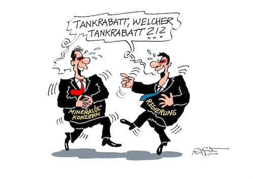 Cartoon: Tankrabatsch (medium) by RABE tagged merz,kanzler,koalition,union,spd,klingbeil,cartoon,karikatur,pressezeichnung,farbcartoon,tagescartoon,db,bahn,frühling,frühjahr,frühjahrsputz,ice,zug,blumenkasten,blumenkästen,esc,songcontest,tankstelle,rabatt,tankrabatt,regierung,mineralölkonzerne,benzinpreis,steigerung,frechheit,lacher,tränen,tränenlacher,merz,kanzler,koalition,union,spd,klingbeil,cartoon,karikatur,pressezeichnung,farbcartoon,tagescartoon,db,bahn,frühling,frühjahr,frühjahrsputz,ice,zug,blumenkasten,blumenkästen,esc,songcontest,tankstelle,rabatt,tankrabatt,regierung,mineralölkonzerne,benzinpreis,steigerung,frechheit,lacher,tränen,tränenlacher