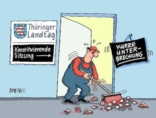 Cartoon: Thüringer Landtag sitzt (medium) by RABE tagged landtagswahl,thüringen,septemper,cdu,afd,mario,voigt,bernd,höcke,tv,duell,fernsehduell,rabe,ralf,böhme,cartoon,karikatur,pressezeichnung,farbcartoon,tagescartoon,sachsen,wechselwähler,sitzung,plenarsaal,unterbrechung,bsw,linke,landtagssitzung,erfurt,landtagspräsident,geschäftsordnung,blut,zähne,nase,ohren,besen,treutler,streitigkeiten,tagesordnung,landtagswahl,thüringen,septemper,cdu,afd,mario,voigt,bernd,höcke,tv,duell,fernsehduell,rabe,ralf,böhme,cartoon,karikatur,pressezeichnung,farbcartoon,tagescartoon,sachsen,wechselwähler,sitzung,plenarsaal,unterbrechung,bsw,linke,landtagssitzung,erfurt,landtagspräsident,geschäftsordnung,blut,zähne,nase,ohren,besen,treutler,streitigkeiten,tagesordnung