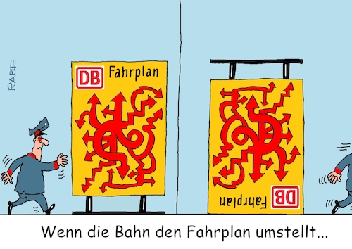 Cartoon: Umstellung (medium) by RABE tagged db,bahn,gewerkschaft,gdl,gewerkschaftsboss,weselsky,rabe,ralf,böhme,cartoon,karikatur,pressezeichnung,farbcartoon,tagescartoon,streik,rente,rentner,verabschiedung,fahrplan,umstellung,irrgarten,winterfahrplan,db,bahn,gewerkschaft,gdl,gewerkschaftsboss,weselsky,rabe,ralf,böhme,cartoon,karikatur,pressezeichnung,farbcartoon,tagescartoon,streik,rente,rentner,verabschiedung,fahrplan,umstellung,irrgarten,winterfahrplan