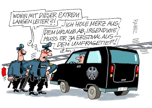 Cartoon: Urlaubsende (medium) by RABE tagged merz,kanzler,koalition,union,spd,klingbeil,cartoon,karikatur,pressezeichnung,farbcartoon,tagescartoon,db,bahn,frühling,frühjahr,frühjahrsputz,ice,zug,blumenkasten,blumenkästen,esc,songcontest,urlaub,sommerpause,umfrage,umfragewerte,umfragetief,leiter,pkw,polizei,merz,kanzler,koalition,union,spd,klingbeil,cartoon,karikatur,pressezeichnung,farbcartoon,tagescartoon,db,bahn,frühling,frühjahr,frühjahrsputz,ice,zug,blumenkasten,blumenkästen,esc,songcontest,urlaub,sommerpause,umfrage,umfragewerte,umfragetief,leiter,pkw,polizei
