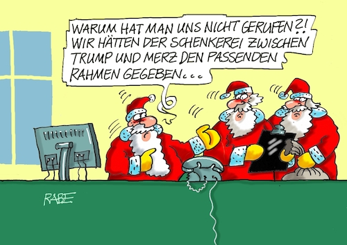 Cartoon: Weihnachten mit Merz (medium) by RABE tagged trrump,donald,präsident,usa,zoll,strafzoll,cartoon,karikatur,rabe,ralf,böhme,pressezeichnung,farbcartoon,tagescartoon,vatikan,büro,papst,franziskus,tod,sekretär,konklave,selbsternennung,kirche,bischof,oval,office,staatsbesuch,friedrich,merz,geschenk,bescherung,golfschläger,weihnachtsmänner,trrump,donald,präsident,usa,zoll,strafzoll,cartoon,karikatur,rabe,ralf,böhme,pressezeichnung,farbcartoon,tagescartoon,vatikan,büro,papst,franziskus,tod,sekretär,konklave,selbsternennung,kirche,bischof,oval,office,staatsbesuch,friedrich,merz,geschenk,bescherung,golfschläger,weihnachtsmänner