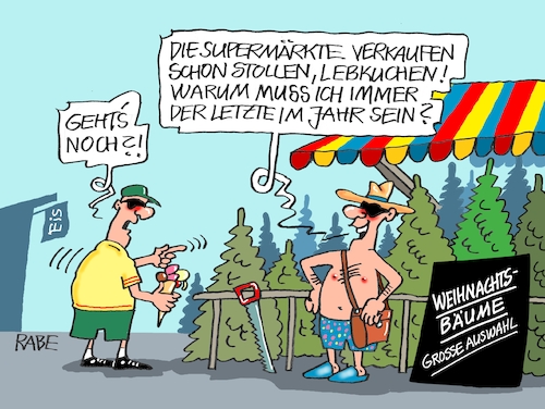 Cartoon: Weihnachtsbaumverkauf (medium) by RABE tagged klima,klimakrise,klimaurteil,schweiz,eu,eugh,senioren,rabe,ralf,böhme,cartoon,karikatur,pressezeichnung,farbcartoon,tagescartoon,hitze,sommer,sonne,weihnachten,supermarkt,stollen,lebkuchen,verkauf,weihnachtsbäume,christbaum,tanne,klima,klimakrise,klimaurteil,schweiz,eu,eugh,senioren,rabe,ralf,böhme,cartoon,karikatur,pressezeichnung,farbcartoon,tagescartoon,hitze,sommer,sonne,weihnachten,supermarkt,stollen,lebkuchen,verkauf,weihnachtsbäume,christbaum,tanne