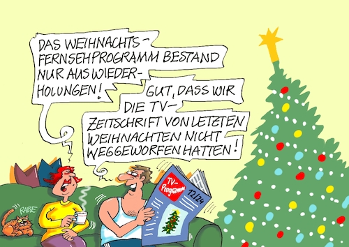 Cartoon: Wiederholungen (medium) by RABE tagged merz,kanzler,koalition,union,spd,klingbeil,cartoon,karikatur,pressezeichnung,farbcartoon,tagescartoon,weihnachten,bescherung,weiihnachtsbaum,gans,weihnachtsgans,bratröhre,weihnachtsessen,fluggans,tv,fernsehprogramm,wiederholung,weihnachtsprogramm,zeitschrift,merz,kanzler,koalition,union,spd,klingbeil,cartoon,karikatur,pressezeichnung,farbcartoon,tagescartoon,weihnachten,bescherung,weiihnachtsbaum,gans,weihnachtsgans,bratröhre,weihnachtsessen,fluggans,tv,fernsehprogramm,wiederholung,weihnachtsprogramm,zeitschrift