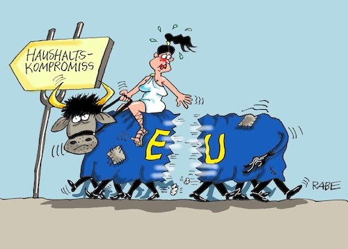 Cartoon: Zereissprobe (medium) by RABE tagged eu,brüssel,euro,krise,parlament,beschluss,von,der,leyen,haushalt,staaten,kompromiss,rabe,ralf,böhme,cartoon,karikatur,pressezeichnung,farbcartoon,tagescartoon,stier,europa,haushaltsplan,eu,brüssel,euro,krise,parlament,beschluss,von,der,leyen,haushalt,staaten,kompromiss,rabe,ralf,böhme,cartoon,karikatur,pressezeichnung,farbcartoon,tagescartoon,stier,europa,haushaltsplan