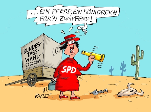 Cartoon: Zugpferd (medium) by RABE tagged ampel,ampelregierung,rot,grün,gelb,fdp,spd,grüne,rabe,ralf,böhme,cartoon,karikatur,pressezeichnung,farbcartoon,tagescartoon,inflation,einkommen,rente,rentenpaket,bruch,streit,neuwahlen,wahlkampf,kanzlerkandidat,wüste,pferd,zugpferd,hitze,fernrohr,ampel,ampelregierung,rot,grün,gelb,fdp,spd,grüne,rabe,ralf,böhme,cartoon,karikatur,pressezeichnung,farbcartoon,tagescartoon,inflation,einkommen,rente,rentenpaket,bruch,streit,neuwahlen,wahlkampf,kanzlerkandidat,wüste,pferd,zugpferd,hitze,fernrohr