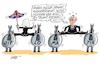 Cartoon: Diplomatischer Spagat (small) by RABE tagged trump,präsident,usa,donald,einmarsch,erstürmung,cartoon,karikatur,pressezeichnung,rabe,ralf,böhme,farbcartoon,tagescartoon,venezuela,südamerika,maduro,regimewechsel,weltordnung,kongress,völkerrecht,könig,king,charles,camilla,staatsbesuch,white,house,oval,office,diplomatie,spagat,spagatübung,pferd,manege,zirkus,royals,london,england