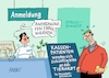 Cartoon: Kassenpatienten (small) by RABE tagged merz,kanzler,koalition,union,spd,klingbeil,cartoon,karikatur,pressezeichnung,farbcartoon,tagescartoon,db,bahn,frühling,frühjahr,frühjahrsputz,ice,zug,blumenkasten,blumenkästen,warken,gesundheitsministerin,krankenhausreform,krankenkasse,patient,arzt,wartezimmer,tierarzt,kassenpatient,privatpatient,rezeption,anmeldung