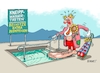 Cartoon: Kneipp Wassertreter (small) by RABE tagged merz,kanzler,koalition,union,spd,klingbeil,cartoon,karikatur,pressezeichnung,farbcartoon,tagescartoon,db,bahn,frühling,frühjahr,frühjahrsputz,ice,zug,blumenkasten,blumenkästen,esc,songcontest,sommer,sonne,hitze,schwüle,abkühlung,klimawandel,wasser,basin,kneipp,tretbecken,clown,schuhe,füße,übergröße
