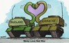 Cartoon: Make Love Not war (small) by RABE tagged ukraine,kiew,moskau,russland,putin,kreml,kremlchef,sotschi,kaserne,krim,schwarzmeerflotte,soldaten,armee,kosaken,merkel,obama,eu,brüssel,sanktionen,wirtschaftssanktionen,rabe,ralf,böhme,cartoon,karikatur,pressezeichnung,farbcartoon,panzer,kettenfahrzeug,p