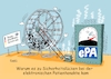 Cartoon: Patientenakte (small) by RABE tagged merz,groko,spd,union,posten,postenvergabe,rabe,ralf,böhme,cartoon,karikatur,pressezeichnung,farbcartoon,tagescartoon,schaufenster,deko,umbau,laden,ladenhüter,regierungsbildung,lauterbach,gesundheitsminister,patientenakte,epa,laufrad,dynamo,sicherheit,sicherheitslück