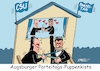 Cartoon: Puppenkiste Augsburg (small) by RABE tagged ampel,ampelregierung,rot,grün,gelb,fdp,spd,grüne,rabe,ralf,böhme,cartoon,karikatur,pressezeichnung,farbcartoon,tagescartoon,inflation,einkommen,rente,rentenpaket,bruch,streit,neuwahlen,csu,söder,cdu,merz,augsburg,parteitag,puppenspieler,krawatte,schlips,herzchen,kasperletheater,puppentheater