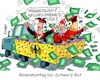 Cartoon: Rosenmontag (small) by RABE tagged merz,kanzler,koalition,union,spd,klingbeil,cartoon,karikatur,pressezeichnung,farbcartoon,tagescartoon,bürokratie,verwaltung,beamte,modernisierung,monster,drachen,schwert,holzschwert,nägel,säge,rosenmontag,rosenmontagszug,karneval,fasching,kamelle,haushalt,bas