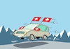 Cartoon: Volle Fahrt (small) by RABE tagged fußball,em,wm,meisterschaft,schweiz,frauen,frauenfußball,spielerin,rabe,ralf,böhme,cartoon,karikatur,pressezeichnung,farbcartoon,spielplan,paarung,tv,live,uefa,sportschau,pkw,fahne,spiegelschoner