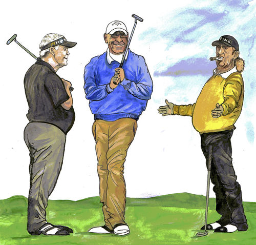Cartoon: Oldy Aufstand beim Golf (medium) by ghilbig tagged sport,golf,darren,clarke,thomas,björn,miguel,angel,jimenez