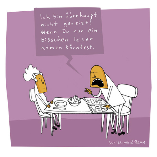 Cartoon: Tischgespräch (medium) by Schilling  Blum tagged streit,ehe,frühstück,cholerisch,wütend,hass
