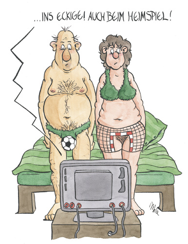 Cartoon: Heimspiel (medium) by mele tagged fussball,reizwäsche,fussball,reizwäsche,fußball,sport