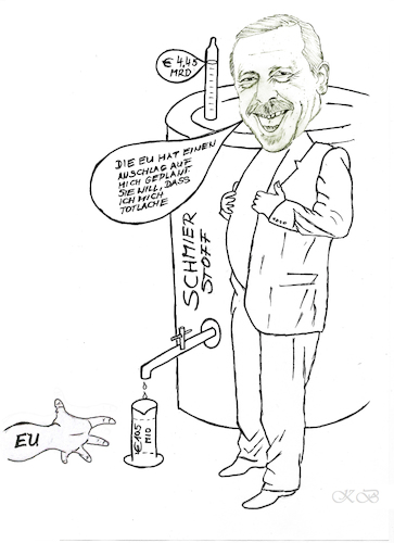 Cartoon: EU kürzt Beitrittshilfen Türkei (medium) by menschenskindergarten tagged eu,türkei,beitrittshilfen
