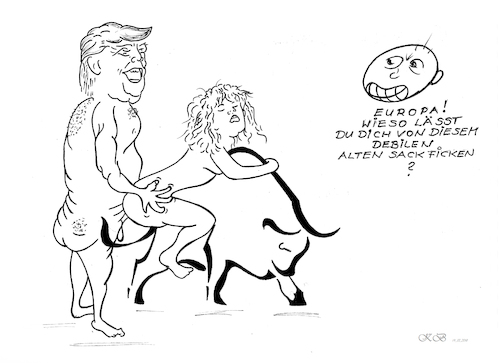 Cartoon: Europa - wehr Dich (medium) by menschenskindergarten tagged trump,usa,handelskrieg