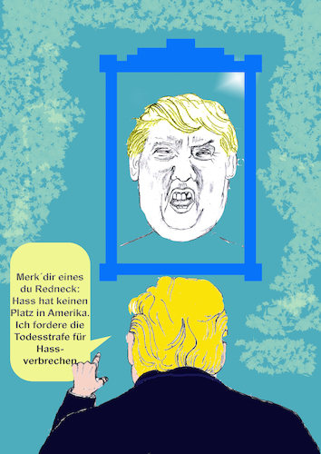 Cartoon: Ich Trump bin der Hass (medium) by menschenskindergarten tagged usa,massaker,trump,waffenlobby