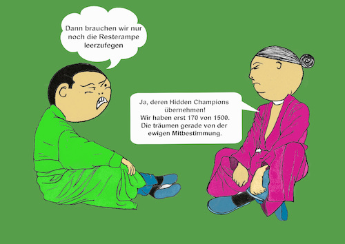 Cartoon: EU-2040 Chinas Schrebergarten (medium) by menschenskindergarten tagged eu,germany,china