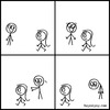 Cartoon: There she goes... (small) by heyokyay tagged love,romance,stick,figures,lonely,shy,comic,heyokyay