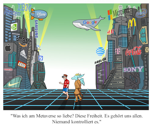 Cartoon: Wem gehört das Metaverse? (medium) by Cloud Science tagged metaverse,metaversum,kapitalismus,konzerne,daten,digitalisierung,zukunft,avatare,nfts,vr,virtuelle,welt,überwachung,digital,virtuel,ar,metaverse,metaversum,kapitalismus,konzerne,daten,digitalisierung,zukunft,avatare,nfts,vr,virtuelle,welt,überwachung,digital,virtuel,ar