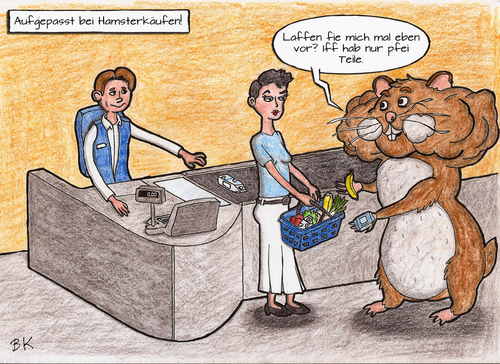 Cartoon: Aufgepasst bei Hamsterkäufen! (medium) by Benmin tagged hamster,supermarkt,hamsterkäufe