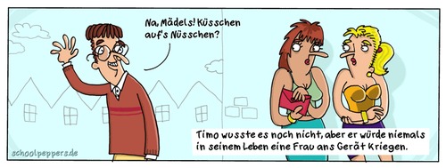 Cartoon: Schoolpeppers 182 (medium) by Schoolpeppers tagged flirten,liebe,beziehung,jungfrau