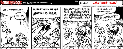 Cartoon: Schweinevogel  Motivier-Helm (medium) by Schweinevogel tagged schweinevogel,sid,schwarwel,strip,cartoon,motivation