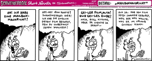 Cartoon: Schweinevogel Mailboxnachricht (medium) by Schweinevogel tagged nachricht,telefon,mailbox,funny,cartoon,doof,iron,schwarwel,schweinevogel