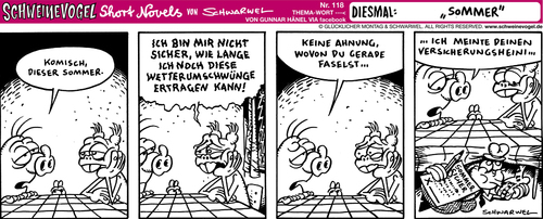 Cartoon: Schweinevogel Sommer (medium) by Schweinevogel tagged umwelt,versicherung,klima,wetter,funny,cartoon,doof,iron,schwarwel,sid,schweinevogel