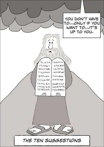Cartoon: The Ten Suggestions (medium) by fonimak tagged moses,ten,commandments,sinai,bible,biblical,tablets,cartoon,digital,photoshop,wacom