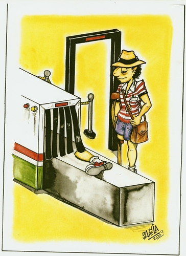 Cartoon: aduana (medium) by DANIEL EDUARDO VARELA tagged protesis