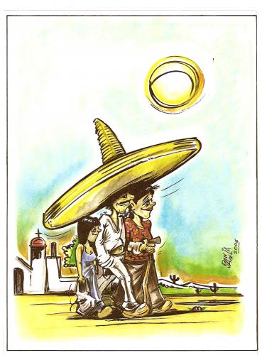 Cartoon: protegiendo (medium) by DANIEL EDUARDO VARELA tagged mexicano