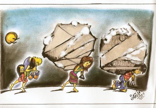 Cartoon: trabajo infantil (medium) by DANIEL EDUARDO VARELA tagged infantil
