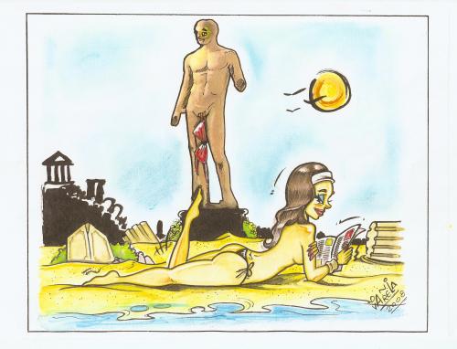 Cartoon: verano mediterraneo (medium) by DANIEL EDUARDO VARELA tagged verano