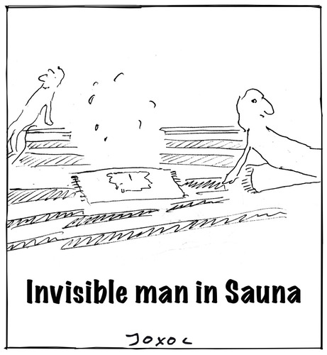Cartoon: Invisible man in Sauna (medium) by joxol tagged invisible,man,sauna,human,sport