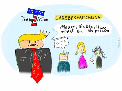 Cartoon: Lagebesprechung Haus Trump (medium) by joxol tagged trump